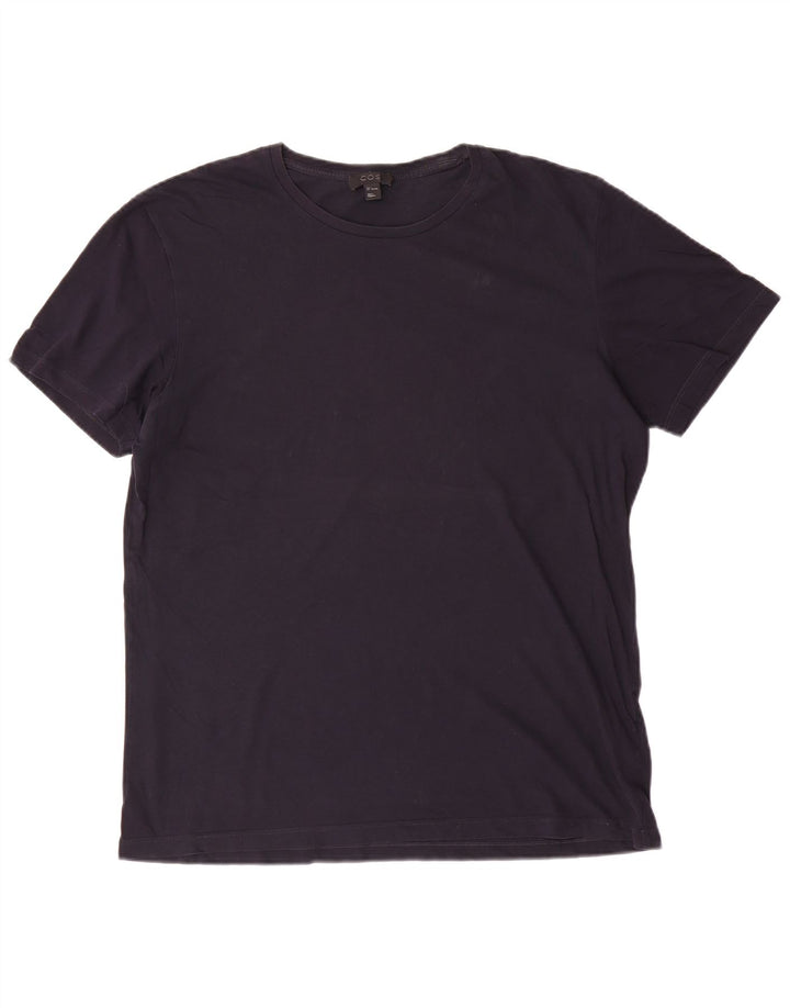 Cos Herren-T-Shirt-Oberteil, groß, marineblau, Baumwolle