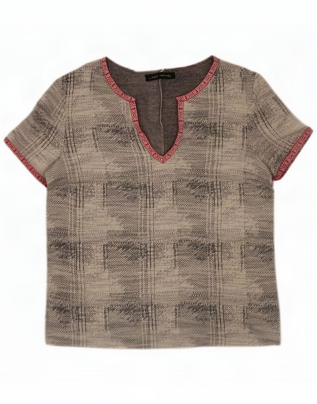 Zara Womens Abstract Pattern Bluse Top UK 16 Large Grey