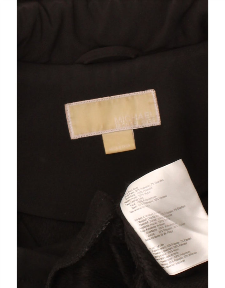 MICHAEL KORS Womens Overcoat UK 16 Large Black Cotton