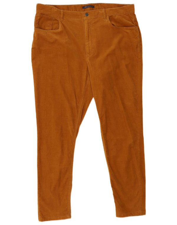 Marks & Spencer Dame Slim Corduroy Bukser UK 18 XL W38 L28 Brun Bomuld