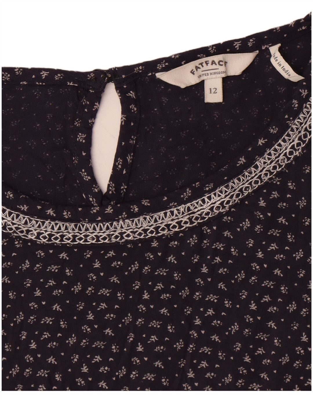 Fat Face Womens Shift Dress UK 12 Medium Navy Blue Floral Viscose