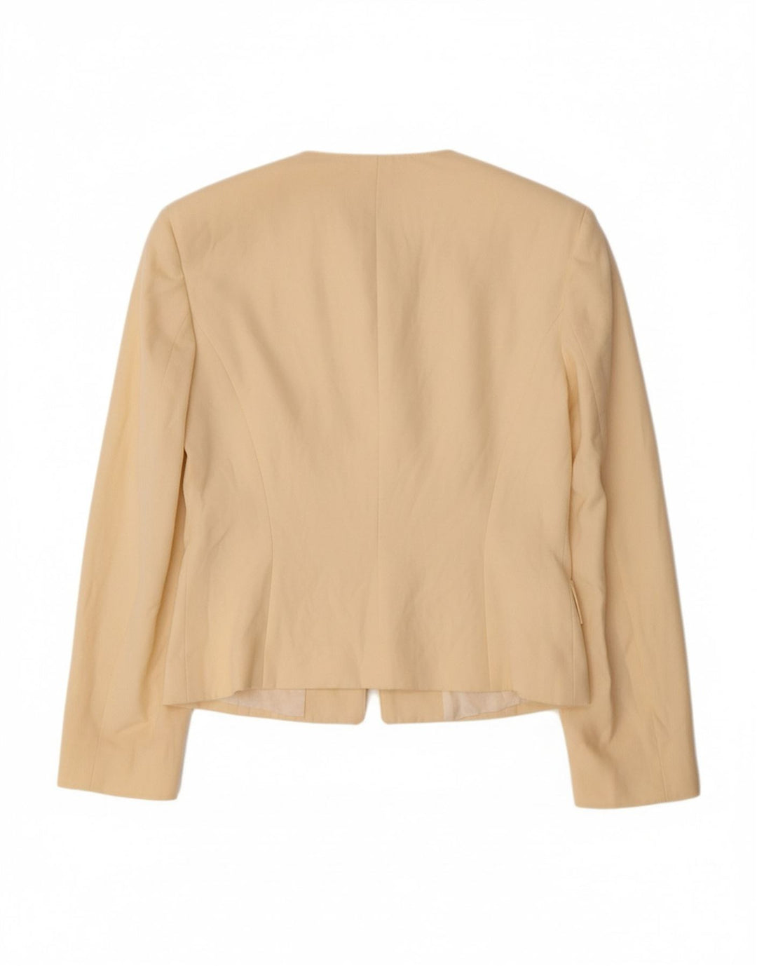 GENNY Womens Crop Blazer Jacket IT 40 Small Yellow Wool