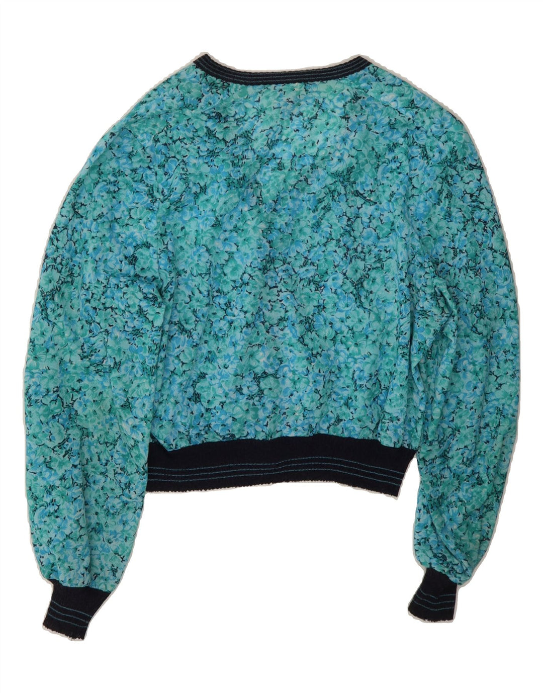 FRANKENWALDER Womens Crop Cardigan Top EU 40 Medium Blue Floral Polyester Vintage Frankenwalder and Second-Hand Frankenwalder from Messina Hembry 