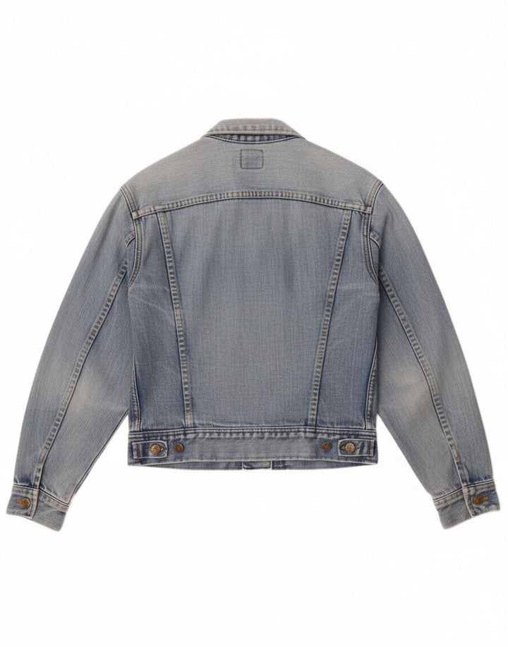 Lee Dame Crop Denim Jacket UK 12 Medium Blue