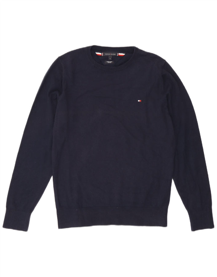 Tommy Hilfiger Herren-Pullover mit Rundhalsausschnitt, mittlere marineblaue Wolle