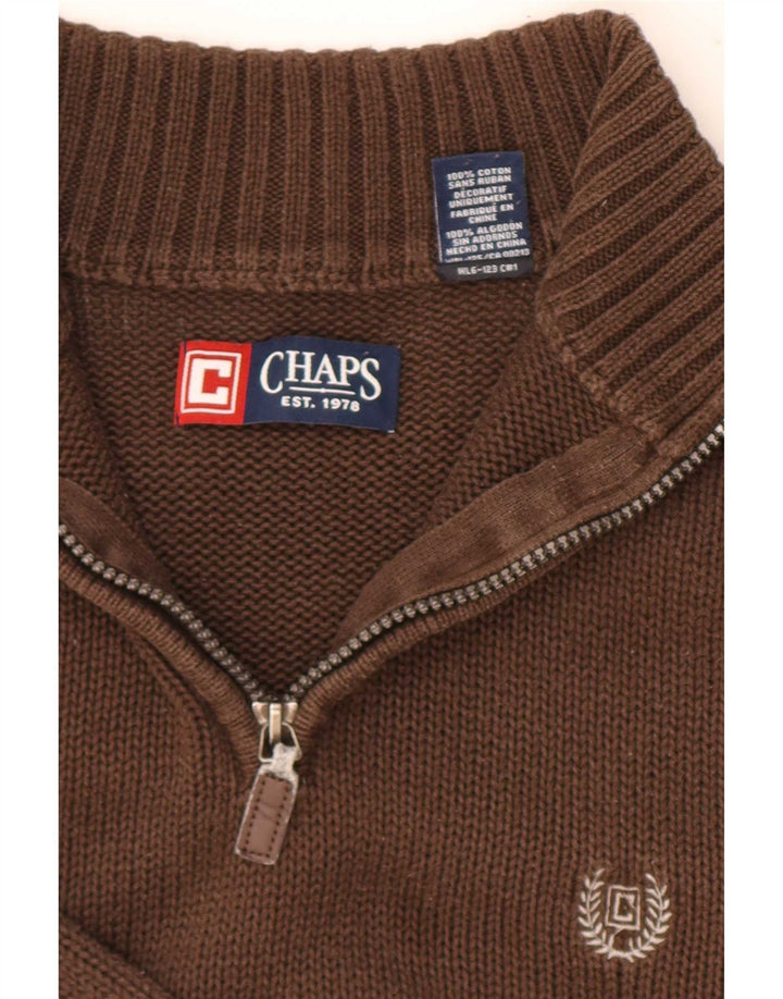 Męski sweter zapinany na zamek Chaps, mały, brązowy, bawełniany