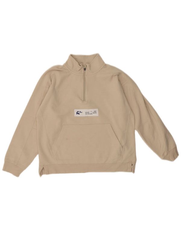 Zara Girls Graphic Zip Neck Sweatshirt Jumper 13-14 Years Beige