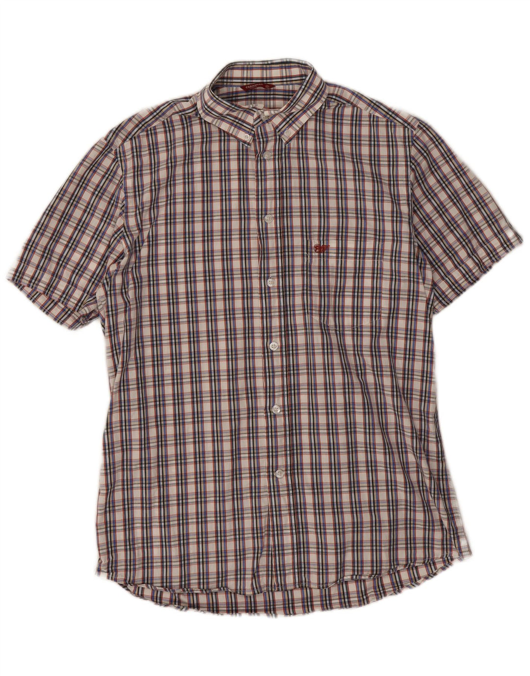Carrera Mens Short Sleeve Shirt Medium Grey Check Cotton