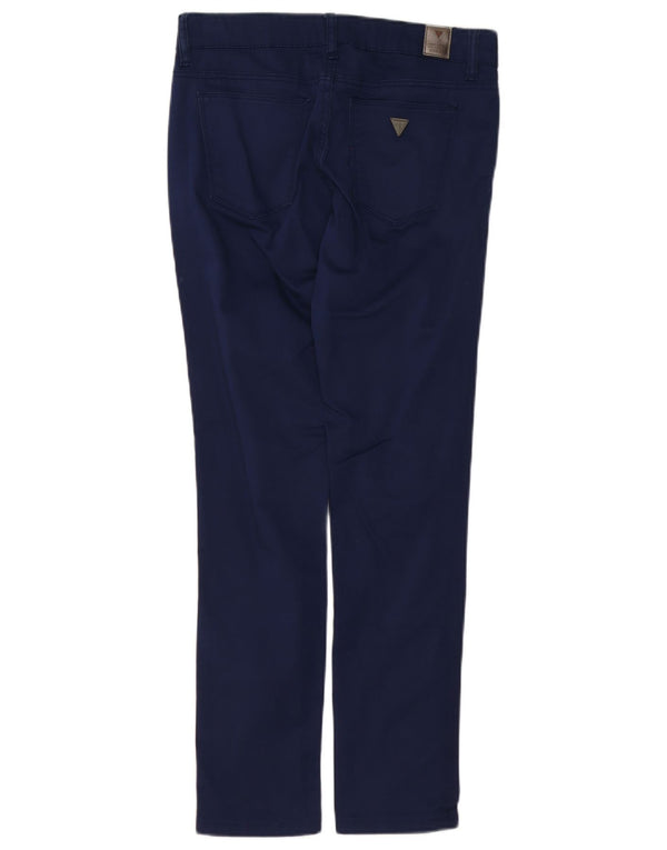 Guess Womens Skinny Casual Trousers W26 L28 Navy Blue Cotton