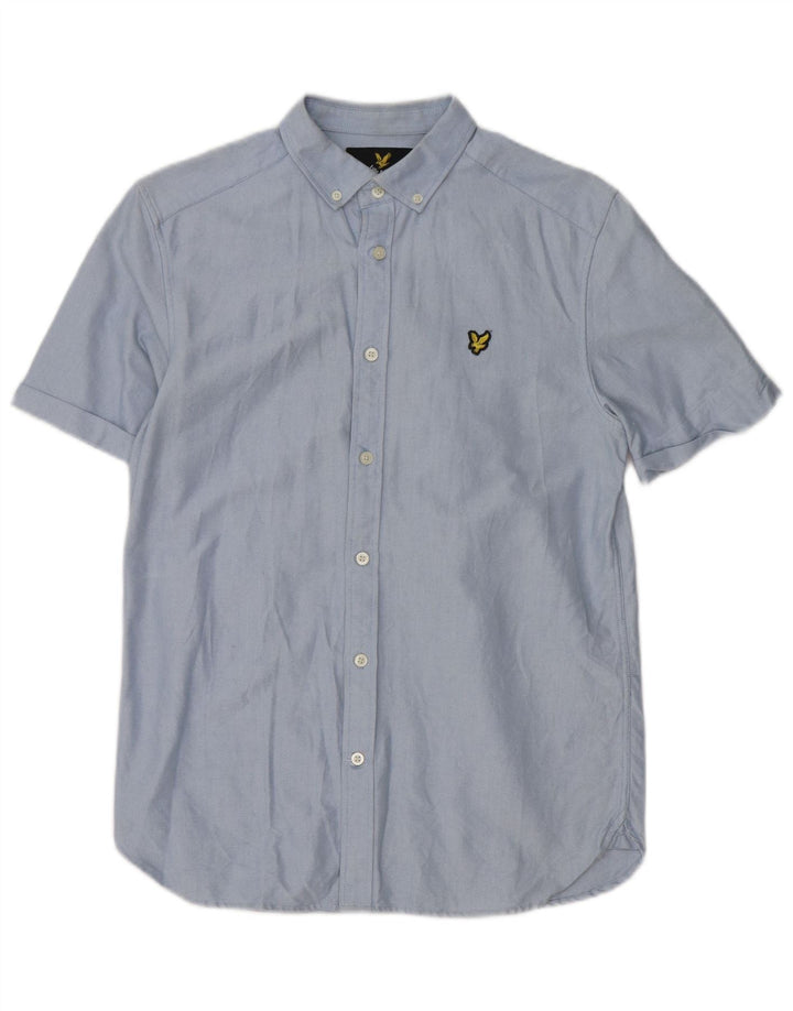 Lyle & Scott Mens Short Sleeve Shirt Small Blue Cotton