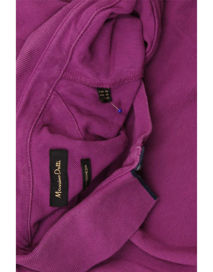 Massimo Dutti Mens Polo Shirt XL Purple Cotton