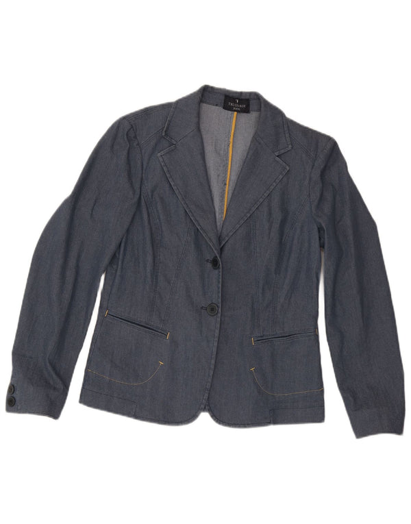 Trussardi Womens Denim 2 Button Blazer Jacket UK 14 Large Navy Blue