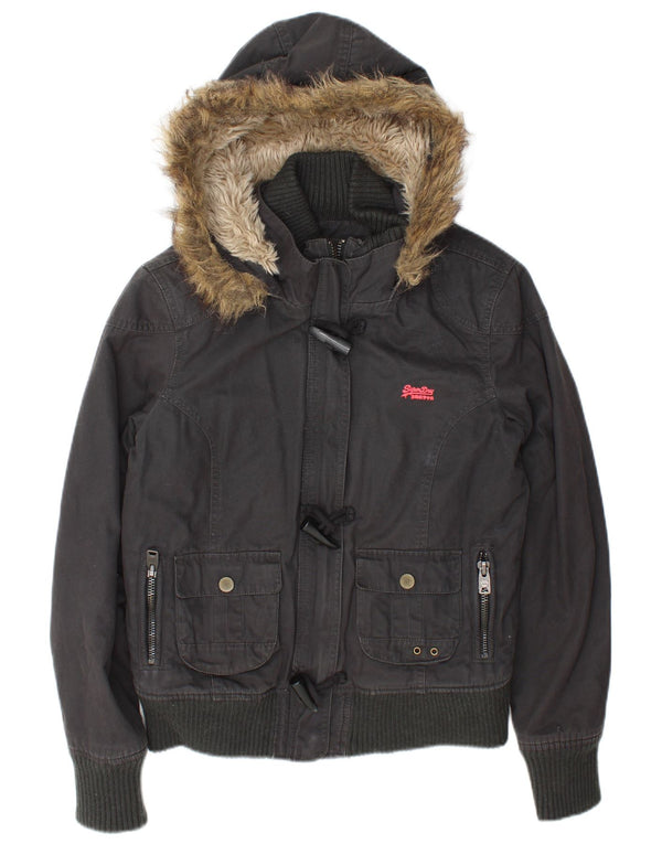 Superdry Chaqueta Bomber Con Capucha Para Mujer UK 46 Grande Gris Algodón