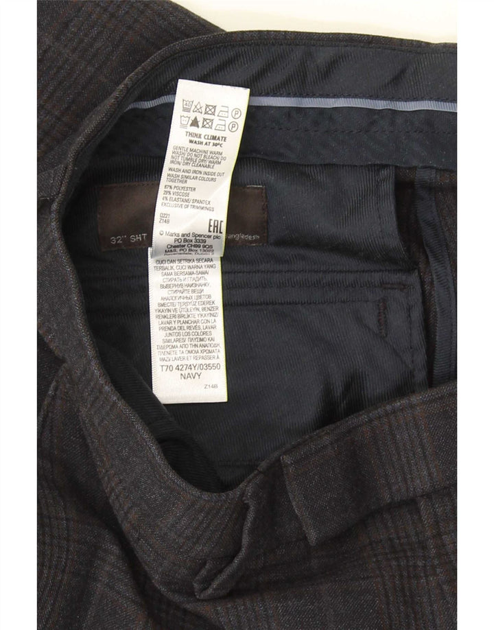 Pantaloni da abito vestibilità regolare da uomo Marks & Spencer W32 L29 blu navy a quadri