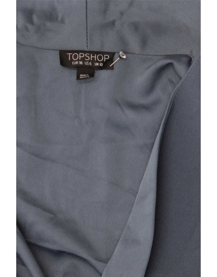 Topshop Womens Double Breasted Blazer Jacket UK 10 Small Blue Polyester