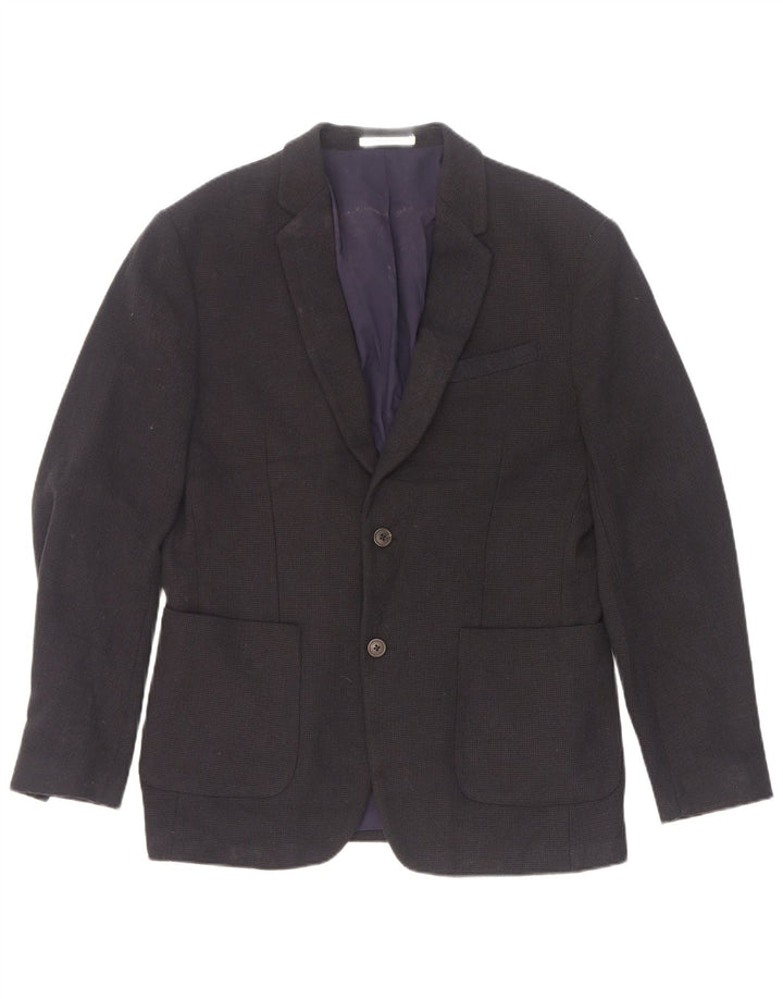 Giacca blazer da uomo a 2 bottoni Zara EU 52 grande poliestere blu navy