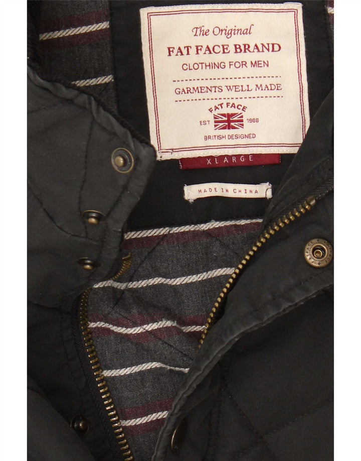 Fat Face Mens Quilted Jacket UK 42 XL Black Polyester