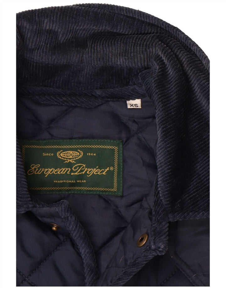 EUROPÆISK PROJEKT Herre quiltet jakke UK 34 XS Navy Blue