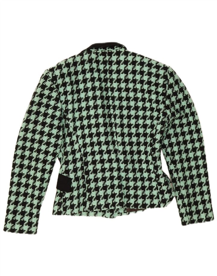 Vintage ženski sako sa 2 gumba EU 36 Mala zelena houndstooth