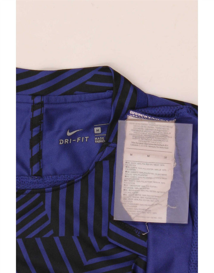 T-shirt Nike Dri Fit da uomo, top in poliestere geometrico medio blu navy
