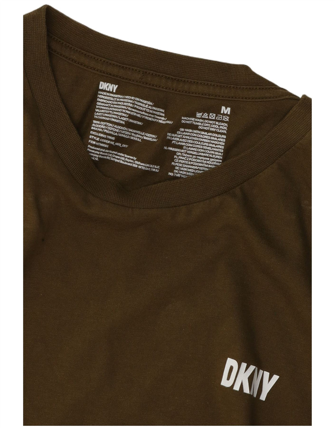 DKNY Mens T-Shirt Top Medium Khaki Cotton