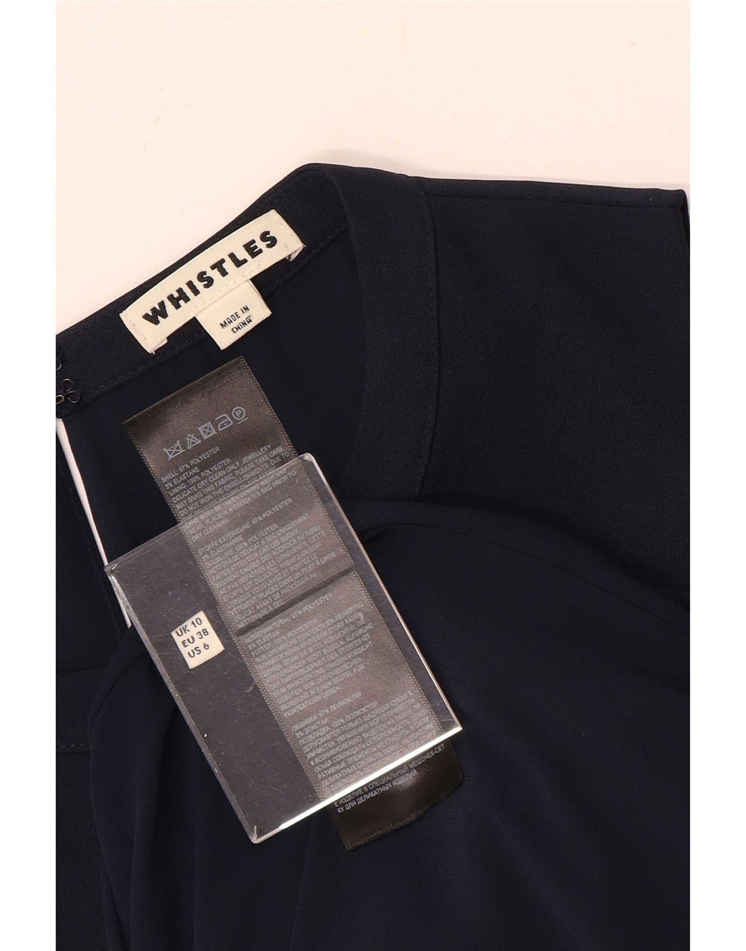Whistles Womens Off Shoulder Dress UK 10 Small Navy Blue Polyester