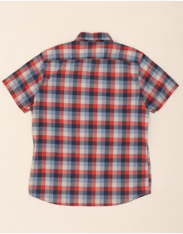LEE Mens Regular Fit Short Sleeve Shirt Large Red Check Cotton
