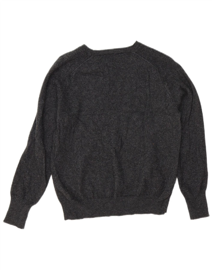 Zara Womens Crop Boat Neck Jumper Sweater UK 12 Medium Grey Wool