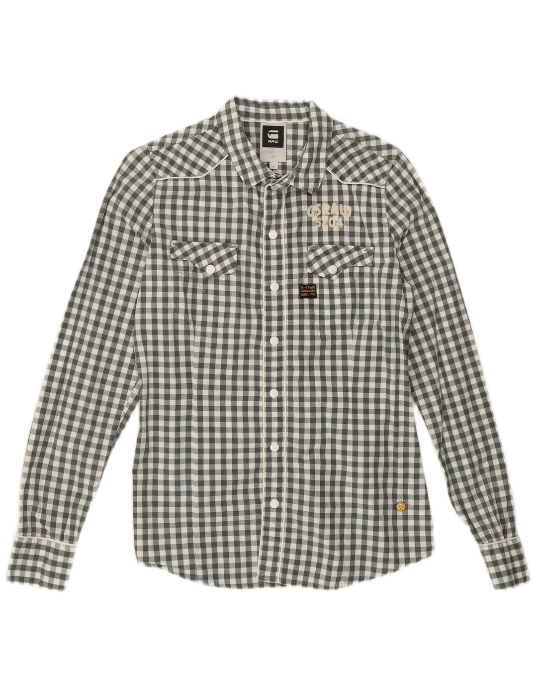 G-STAR Boys Graphic Shirt 14-15 Years Medium Grey Gingham Cotton