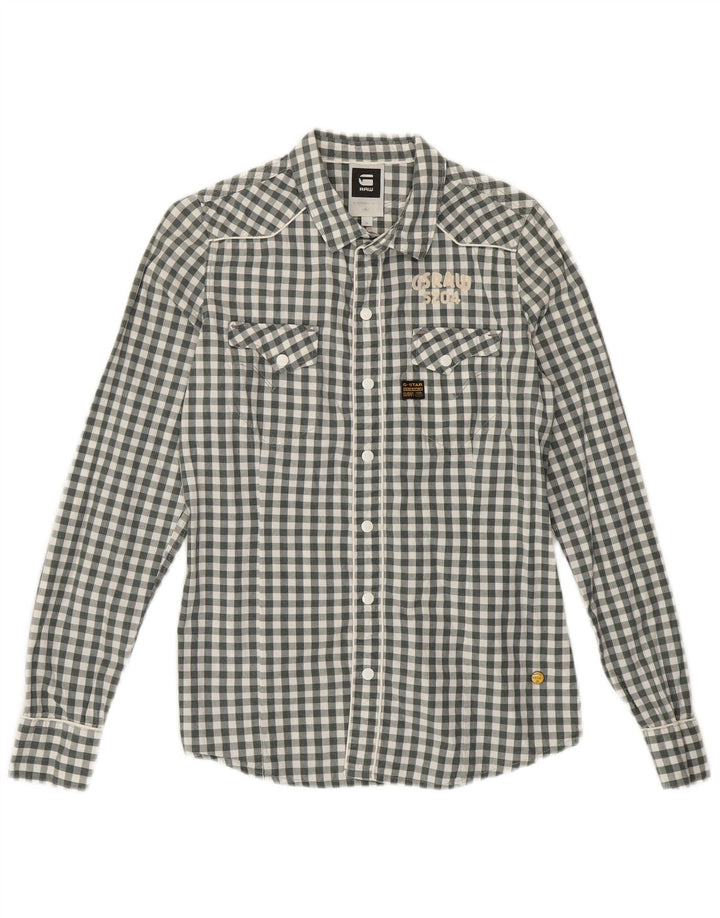 G-STAR Boys Graphic Shirt 14-15 Years Medium Grey Gingham Cotton