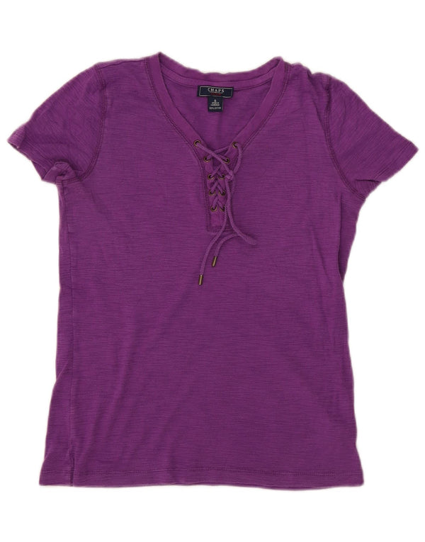 Chaps Womens T-Shirt Top UK 10 Small Purple Flecked Cotton