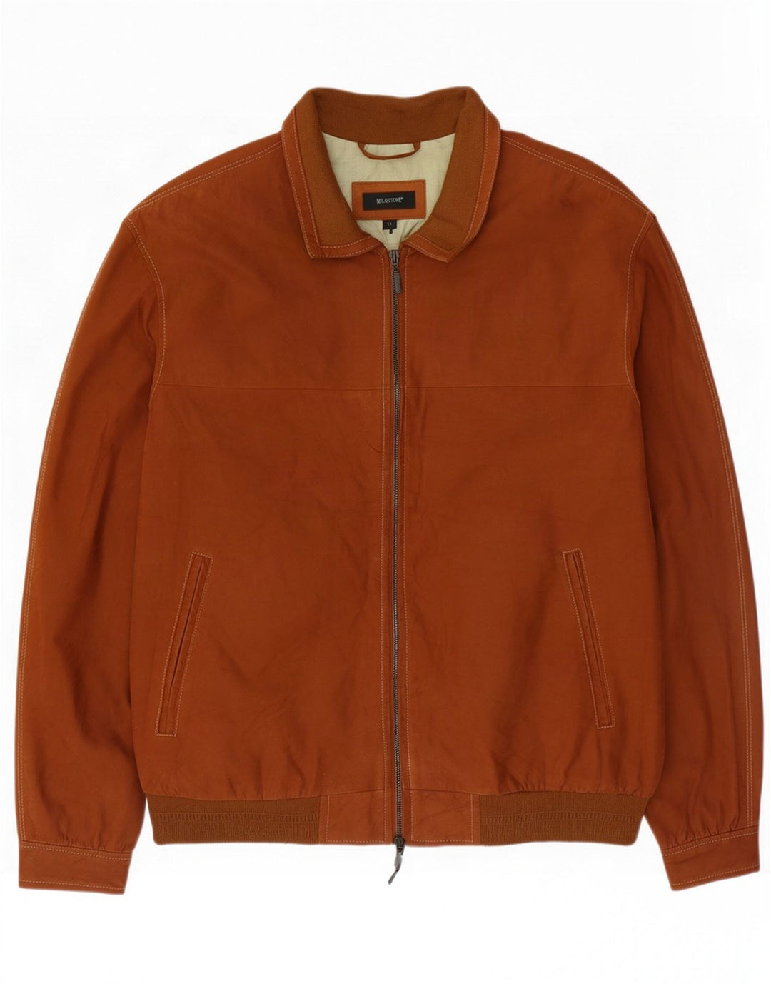 Milestone Mens Leather Jacket IT 52 XL Brown