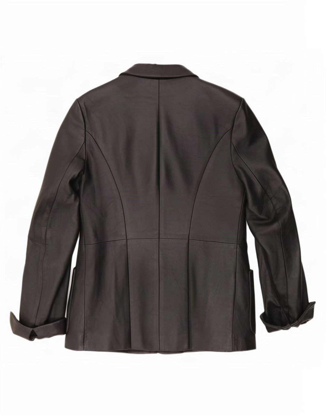 Jaqueta blazer feminina vintage de couro com 3 botões IT 46 grande preta