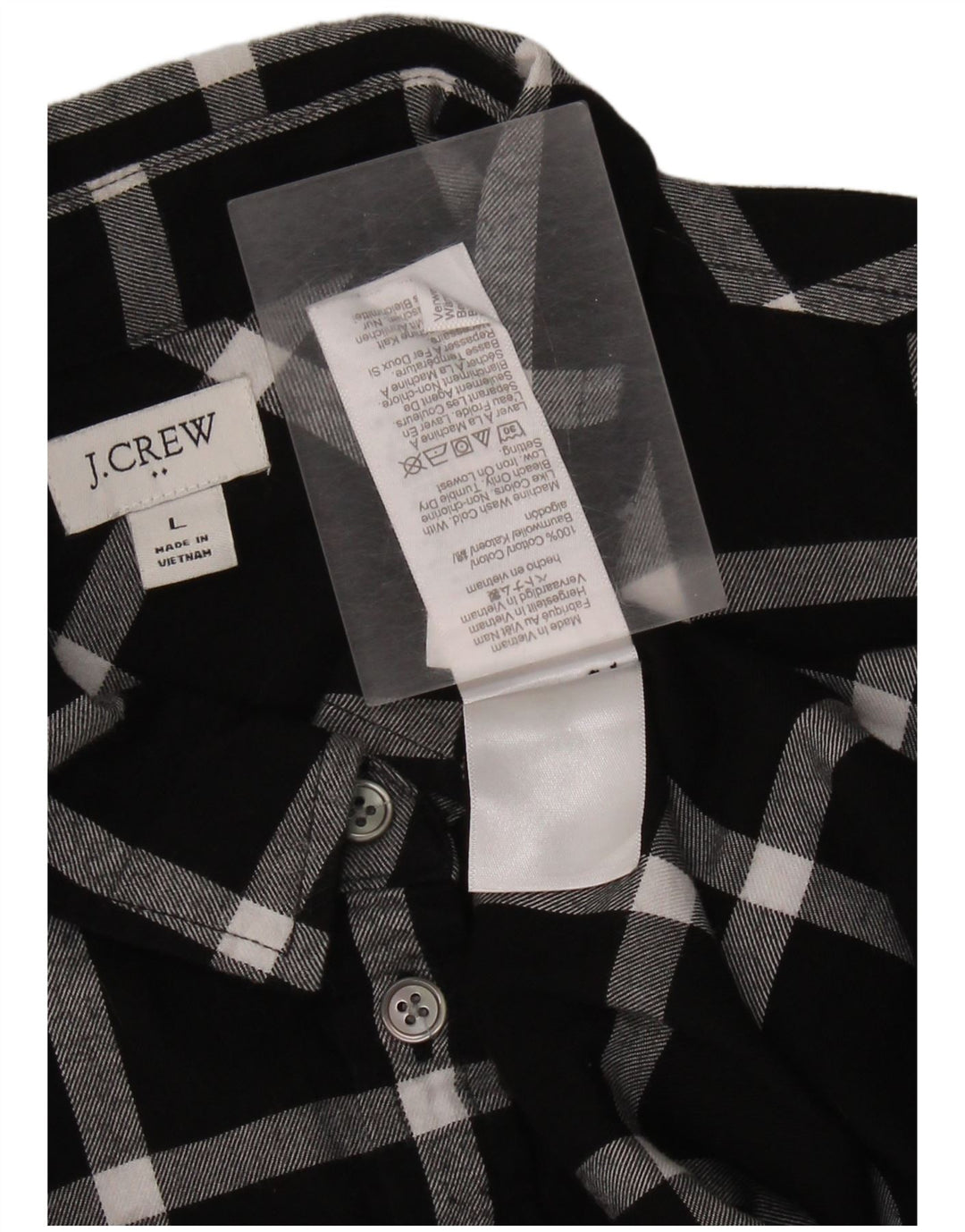 J. CREW Womens Flannel Shirt UK 16 Large Black Check Cotton