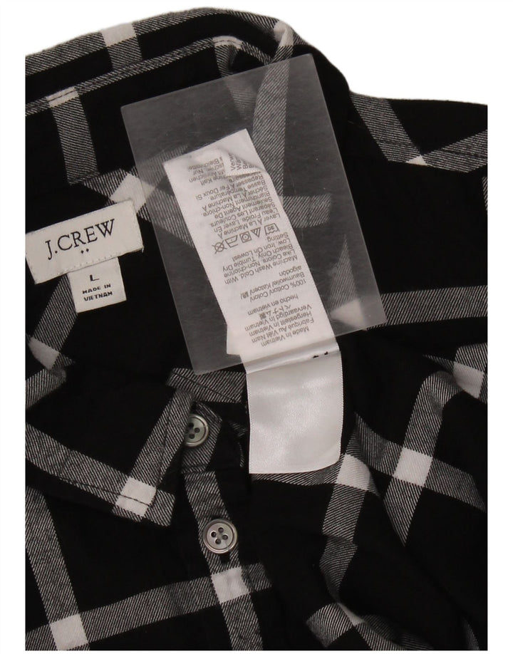 J. CREW Womens Flannel Shirt UK 16 Large Black Check Cotton