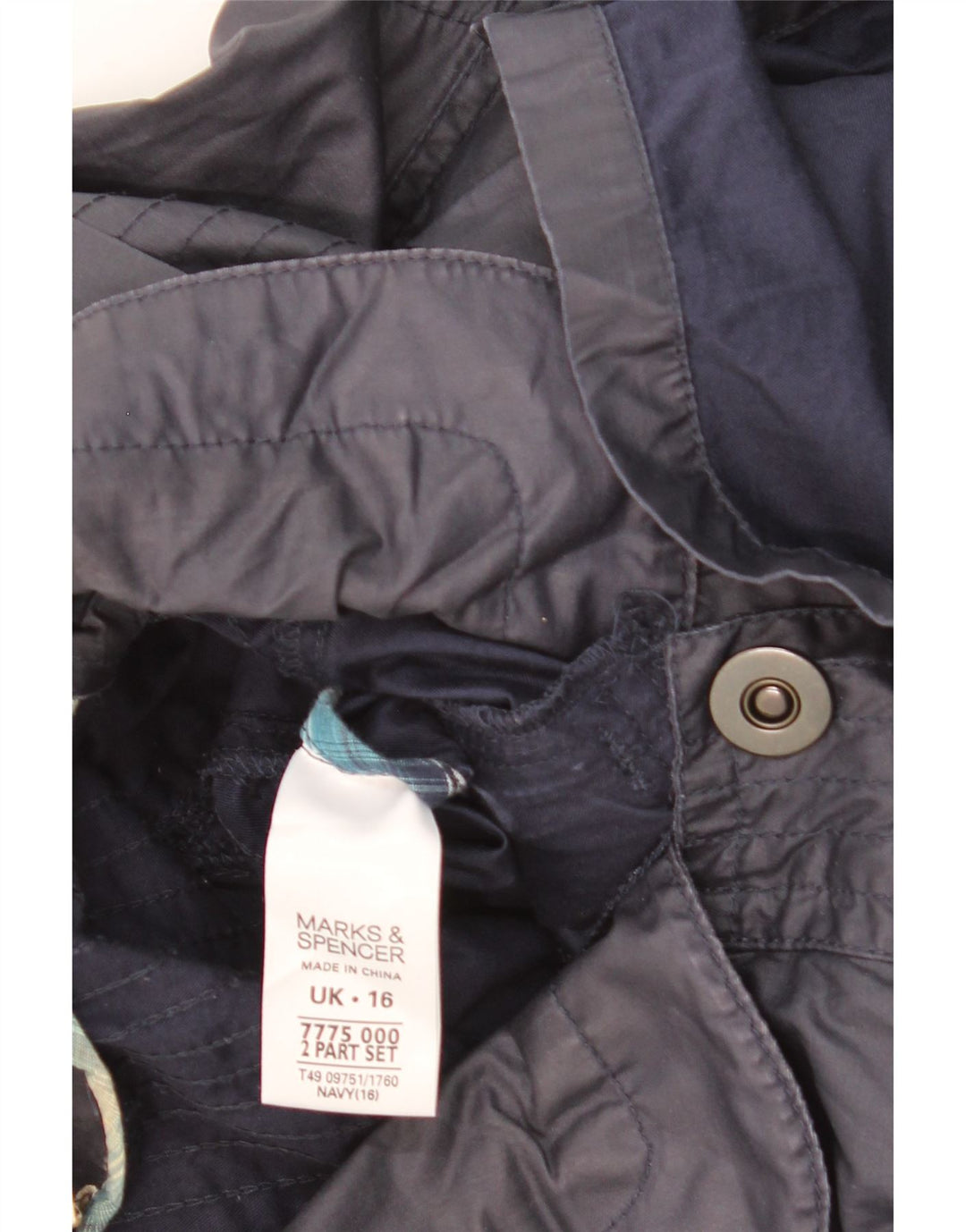 Marks & Spencer Dame Hooded Utility Jacket UK 16 Large Navy Blue Cotton