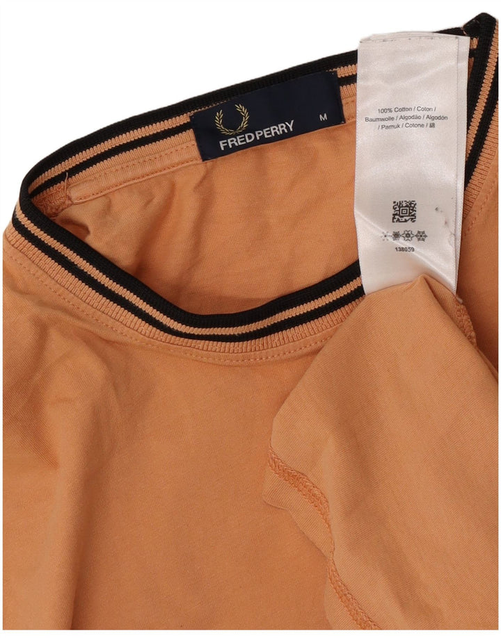 T-shirt da uomo Fred Perry Top in cotone a righe arancioni medie