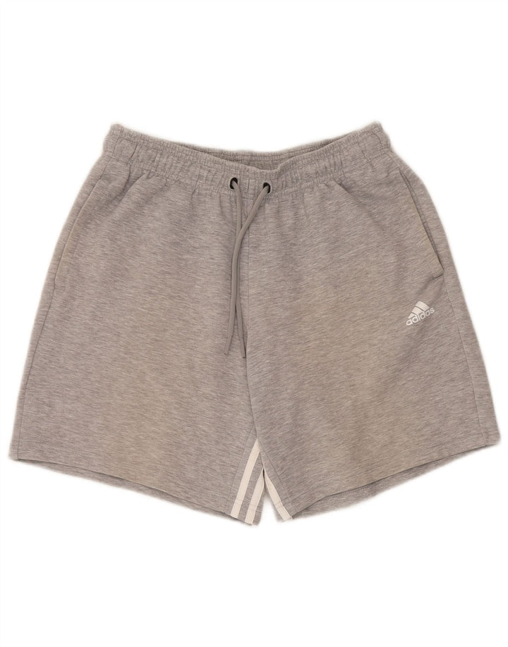 Pantaloncini sportivi da uomo Adidas in cotone grigio medio