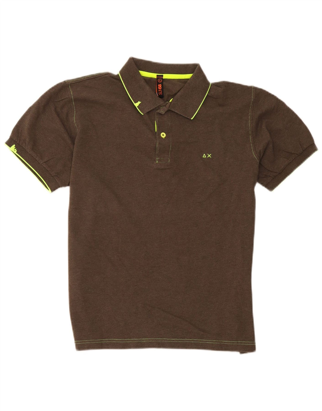Sun68 Mens Polo Shirt Large Brown Cotton
