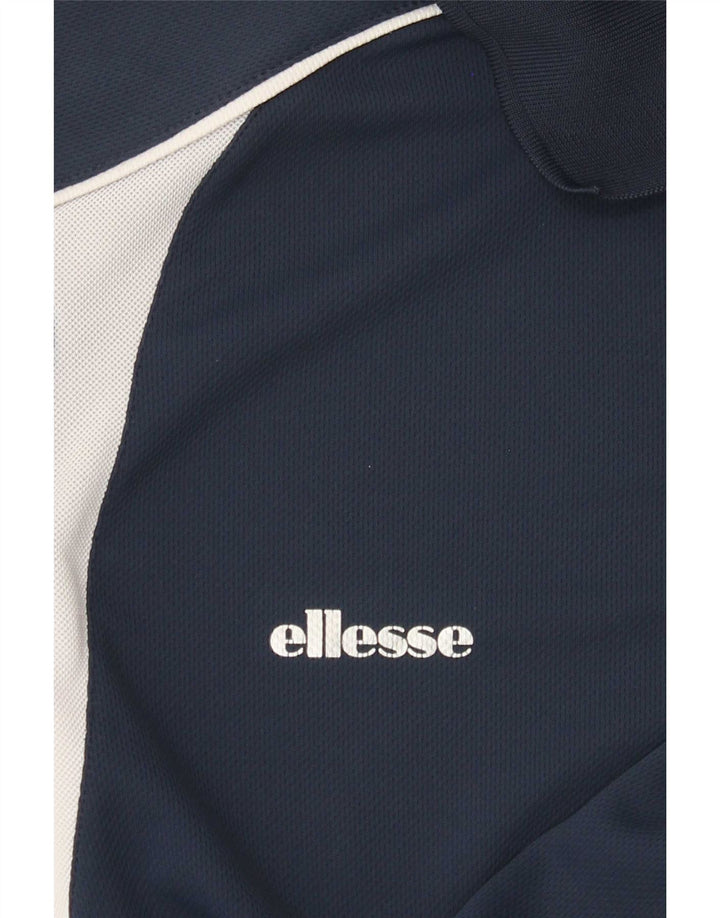 Ellesse Mens Polo Shirt Medium Navy Blue Colourblock