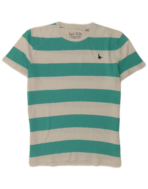 Jack Wills Mens T-Shirt Top Medium Green Striped Cotton