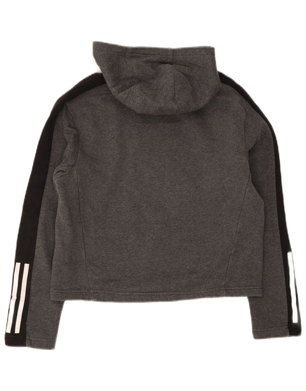 Adidas Crop Hoodie-Pullover für Mädchen, 13–14 Jahre, graue Colourblock-Baumwolle