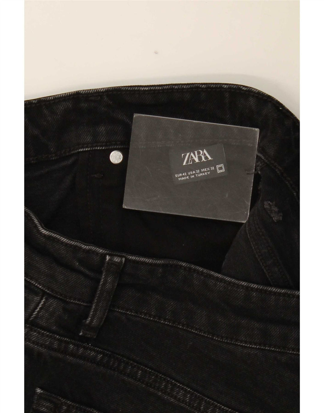 Zara Mens Shorts De Mezclilla EU 42 Grande W32 Negro