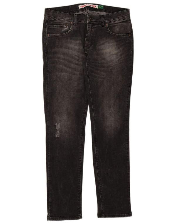 Carrera Mens 717 Vaqueros Slim Desgastados W34 L32 Algodón Negro