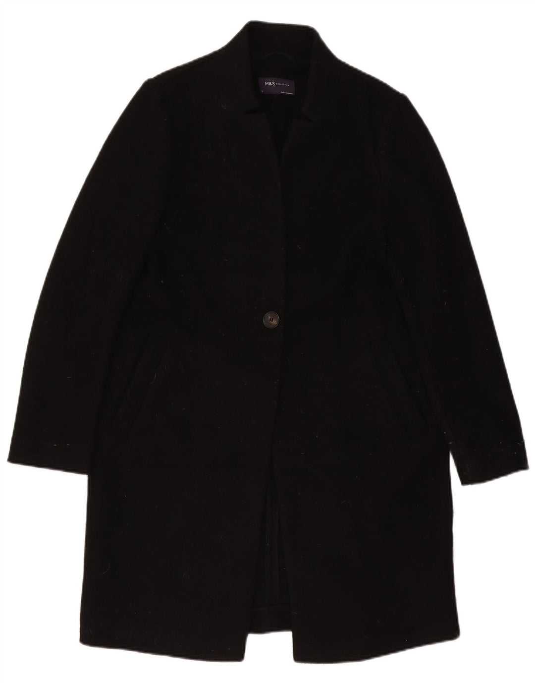 Sobretudo feminino Marks & Spencer UK 10 pequeno poliéster preto