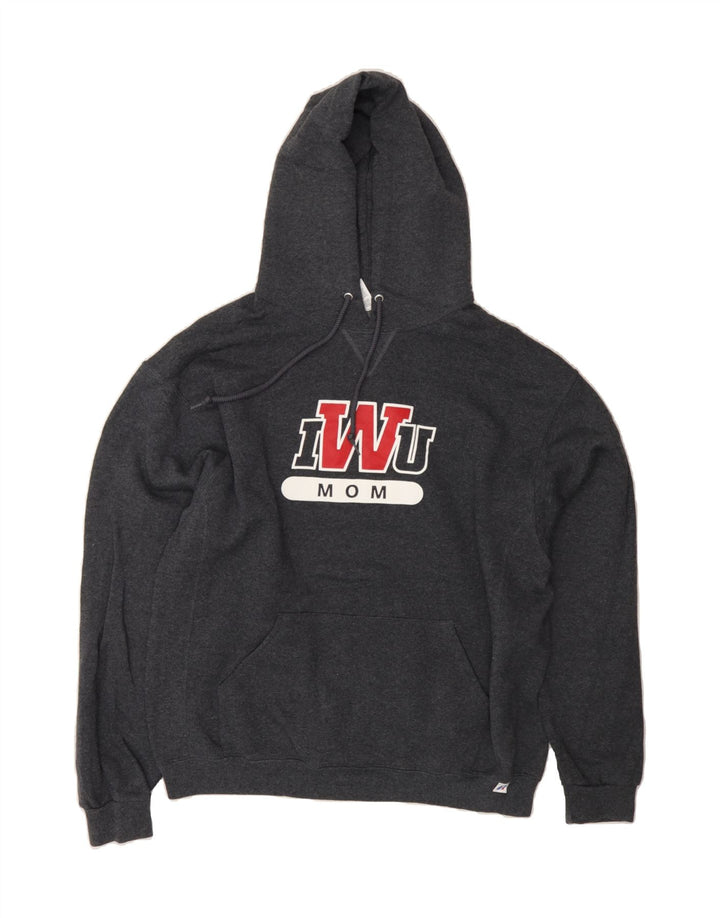 RUSSELL ATHLETIC Mens Graphic Hoodie Jumper Large Grey Cotton Vintage Russell Athletic and Second-Hand Russell Athletic from Messina Hembry 