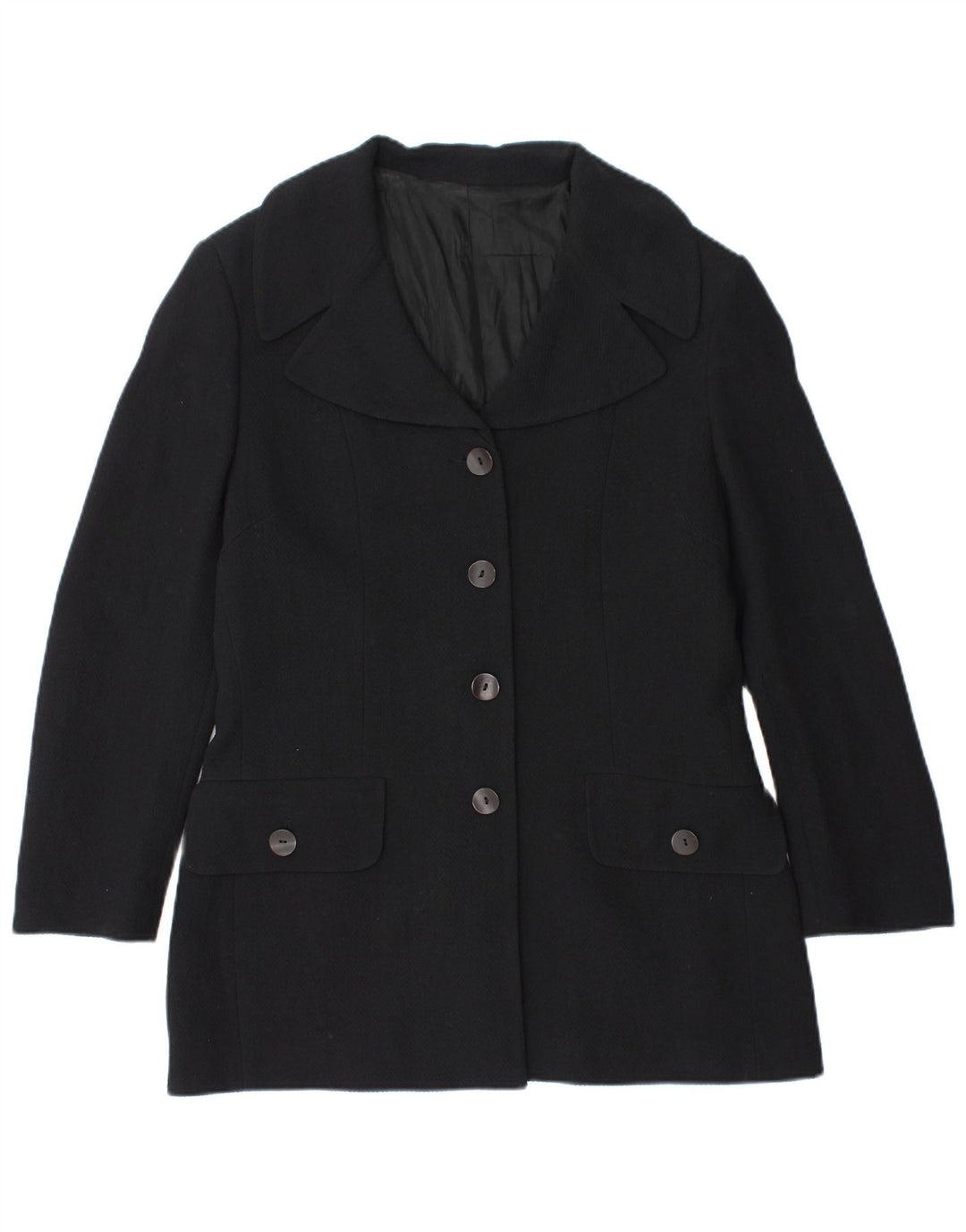 Vintage Womens 4 Button Blazer Jacket IT 48 XL Navy Blue Wool