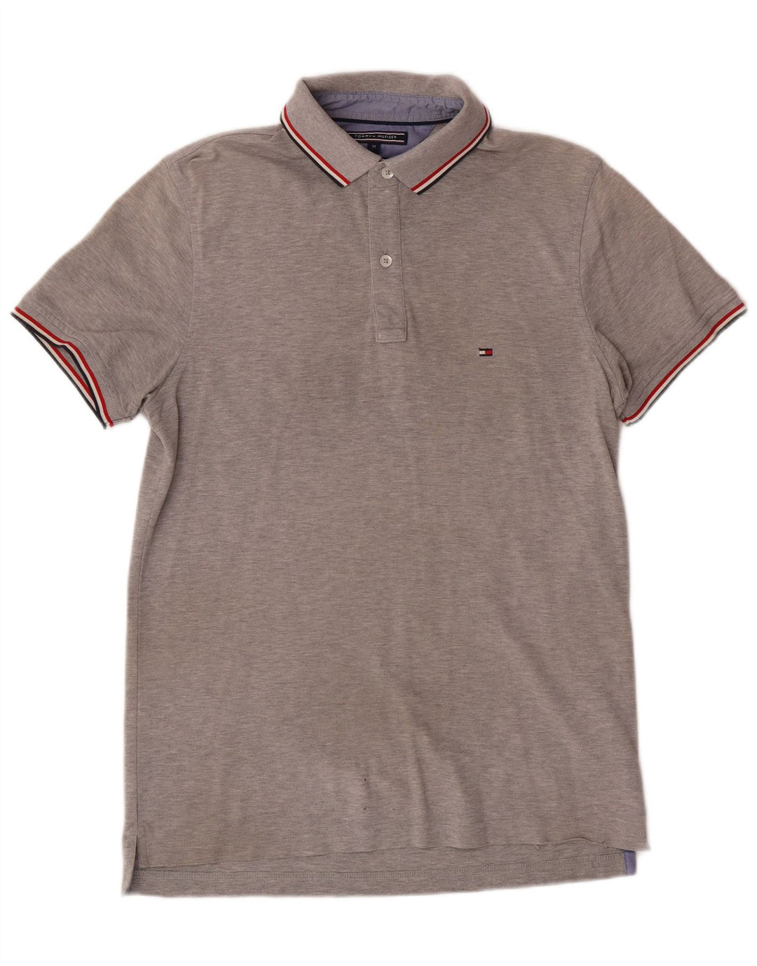 TOMMY HILFIGER Mens Slim Fit Polo Shirt Medium Grey Cotton