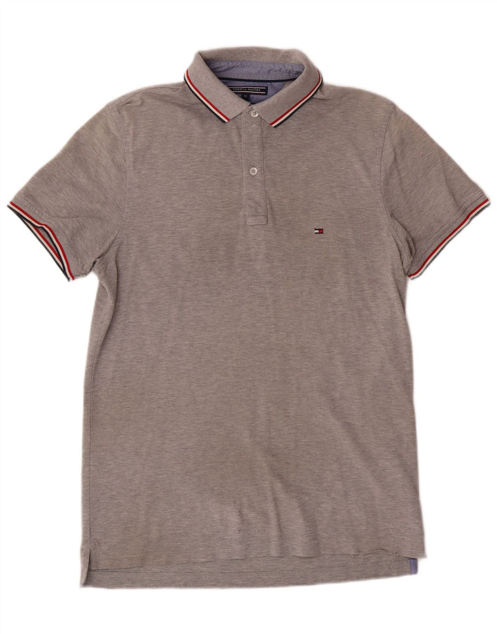 TOMMY HILFIGER Mens Slim Fit Polo Shirt Medium Grey Cotton