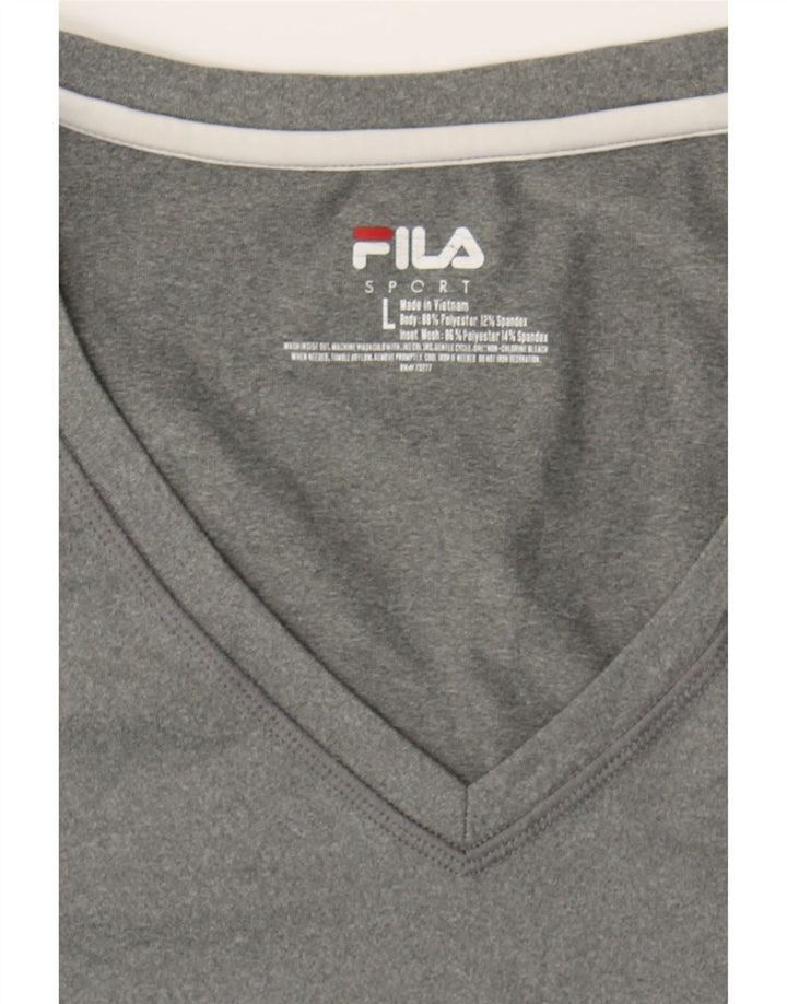 FILA Womens Top Long Sleeve UK 16 Large Grey Colourblock Polyester Vintage Fila and Second-Hand Fila from Messina Hembry 